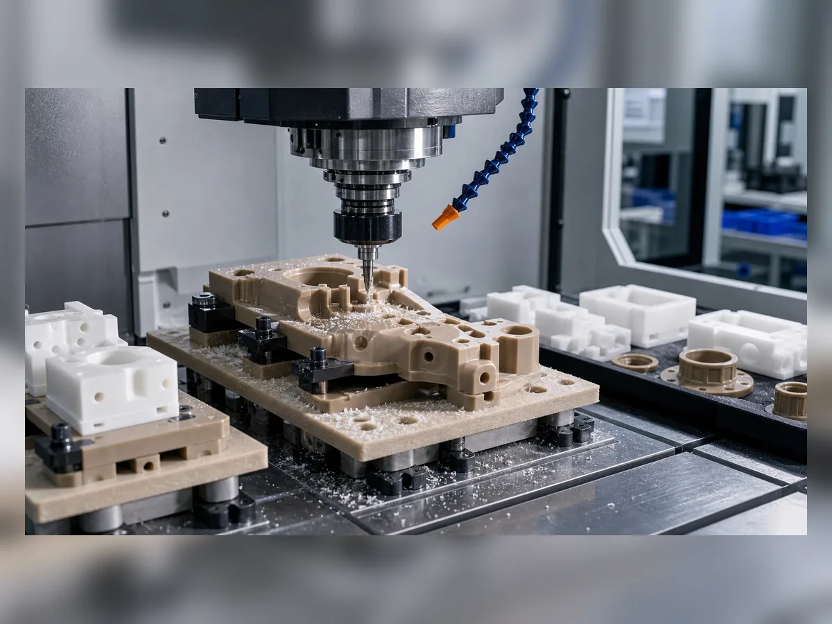 Custom CNC machined plastic parts in production