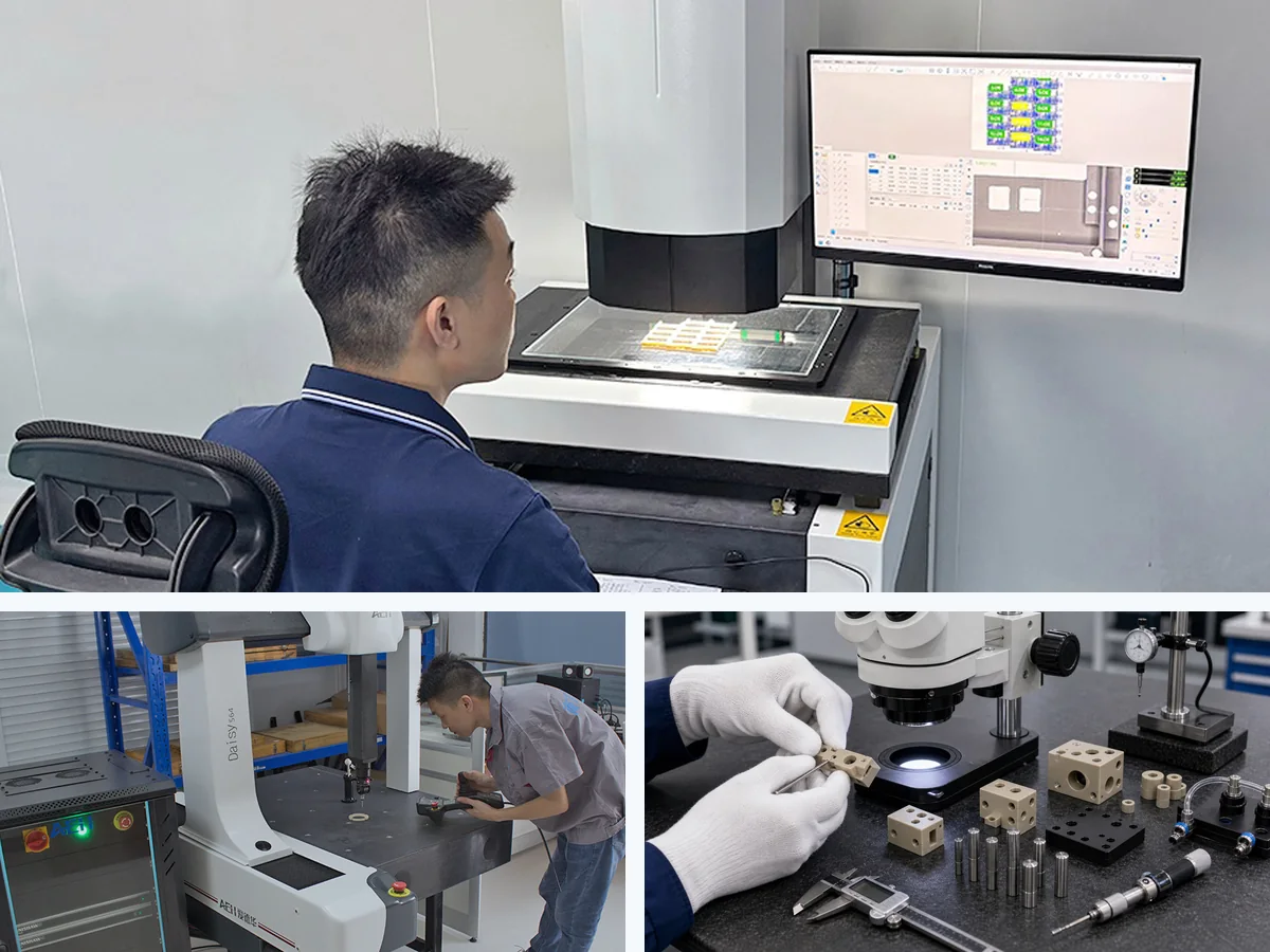 Micrylix CNC machined plastic parts dimensional inspection CMM review and manual quality control