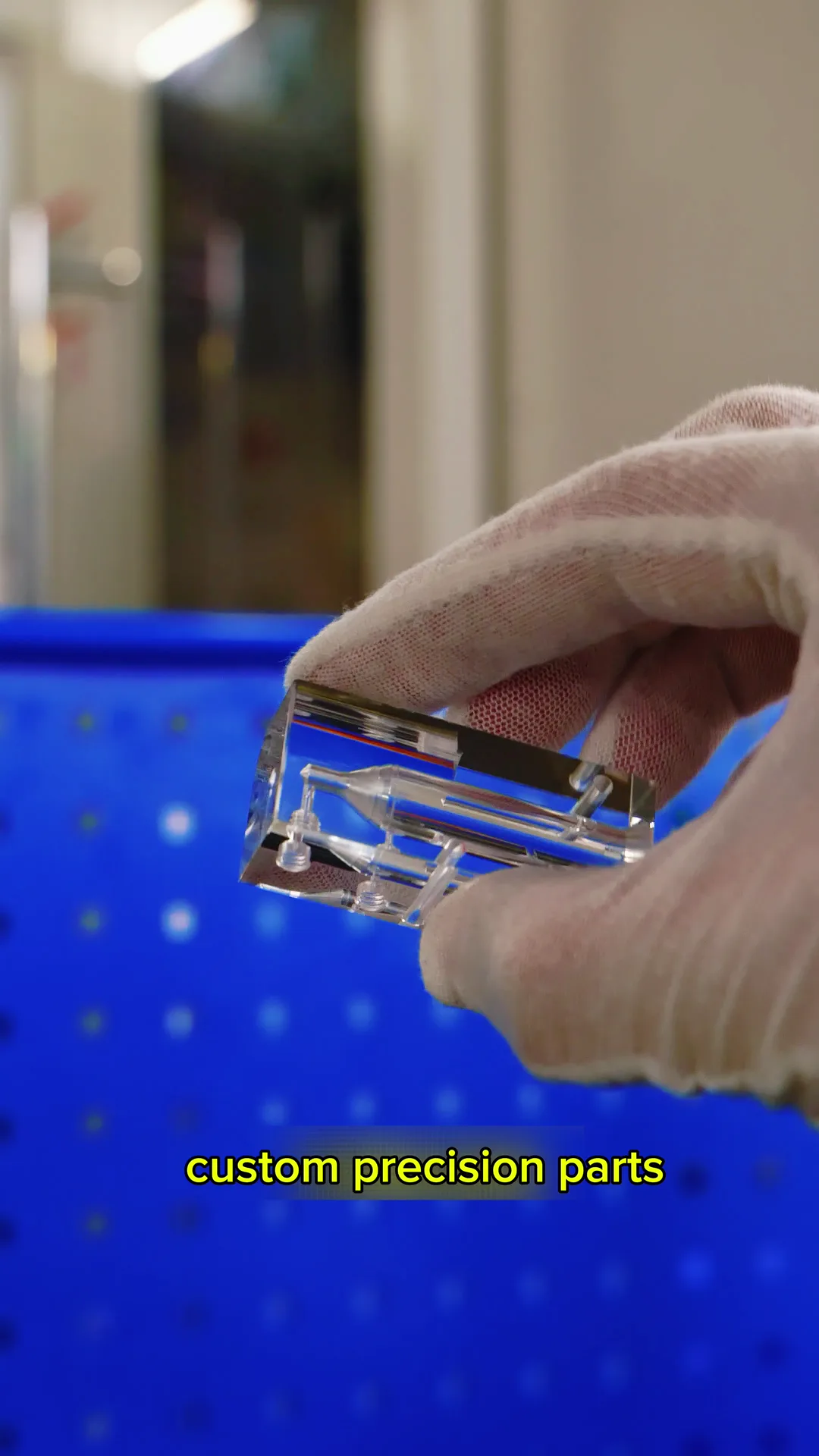 Transparent acrylic valve body CNC machined component